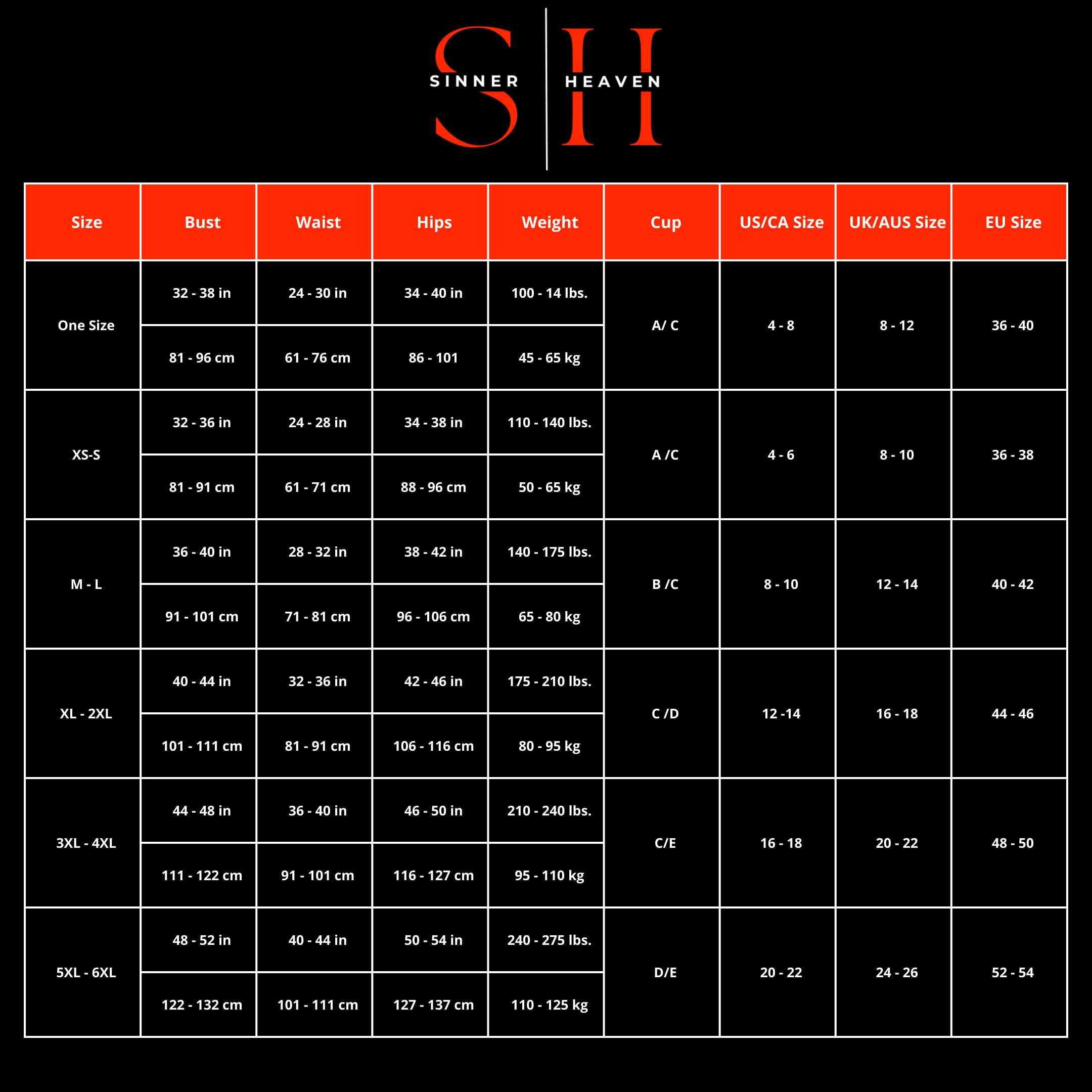 Size chart